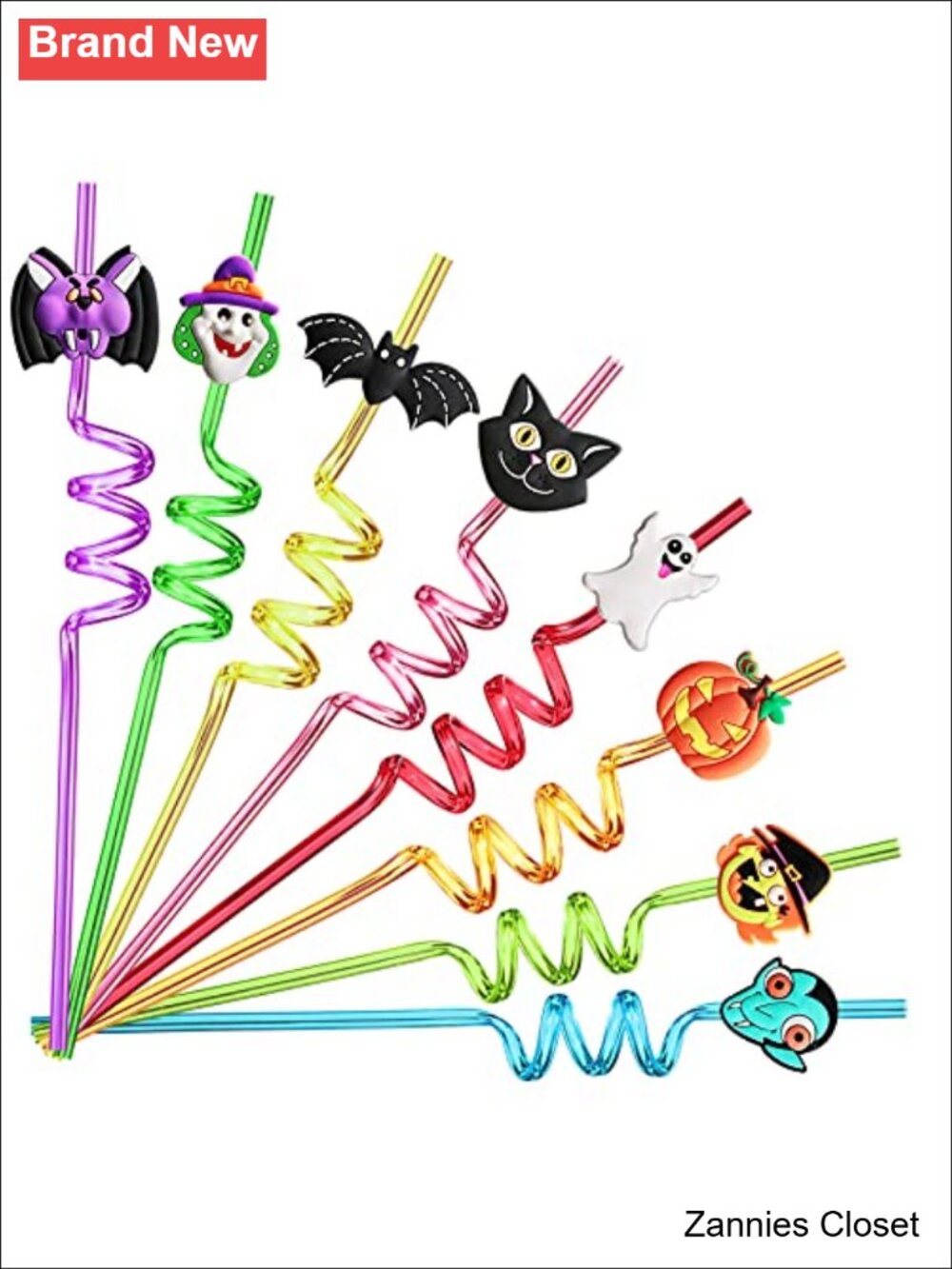 👻 Halloween Party Favors Reusable Plastic Drinking Straws Bats Ghosts Pumpkins